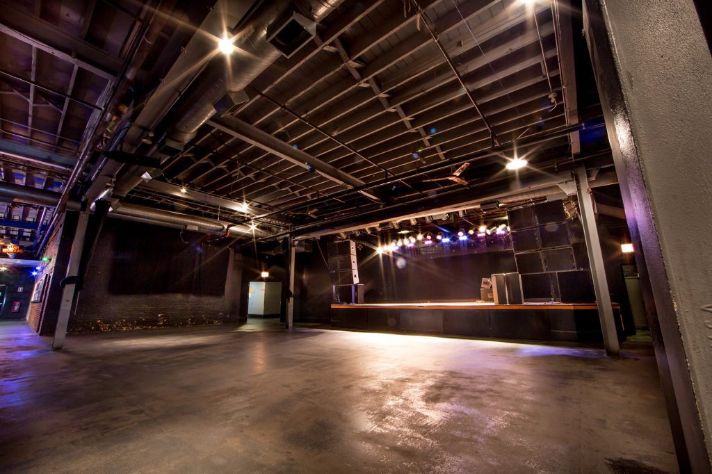 The empty Bottom Lounge music hall, looking toward the stage
